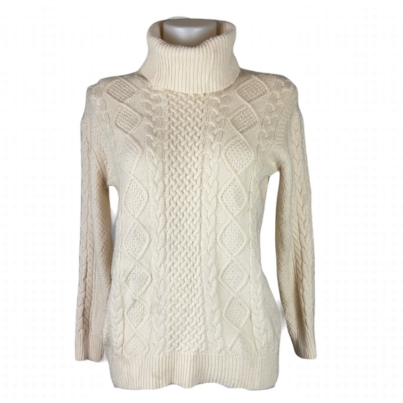 Aritzia BABATON Erickson Cable Knit Turtleneck Sweater Cream - Picture 3 of 8